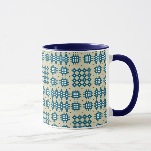 Kaffee-Tasse: Waliser-Tapisserie-Muster, Marine Tasse (Rechts)