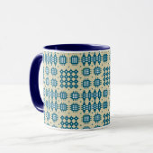 Kaffee-Tasse: Waliser-Tapisserie-Muster, Marine Tasse (Vorderseite Links)