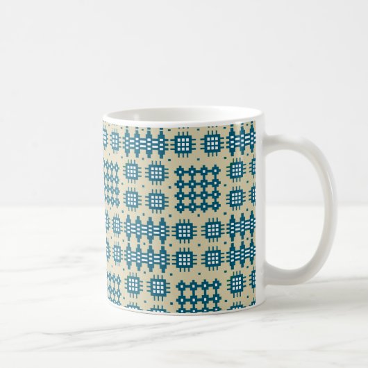 Kaffee-Tasse: Waliser-Tapisserie-Muster, Marine Tasse (Rechts)