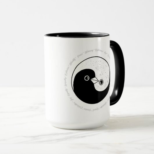 Kaffee Tasse Yin Yang Harmonie Tauben (VorderseiteRechts)