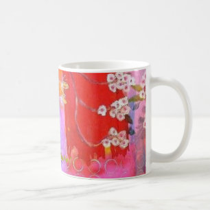 Kaffee-Tassen-Frühlingsgartenentwurf mit Grenze Kaffeetasse
