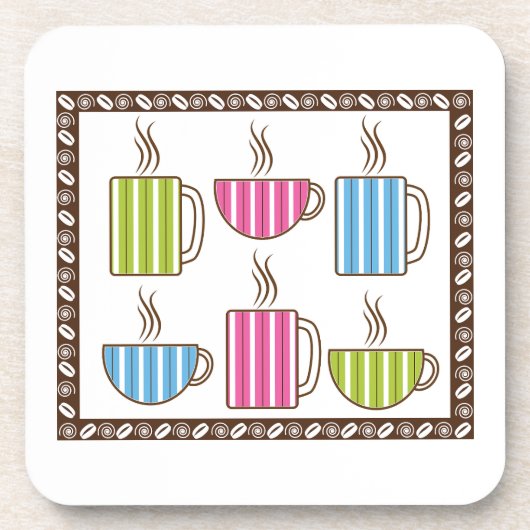 Kaffee-Tassen mit Streifen Getränkeuntersetzer (Vorderseite)