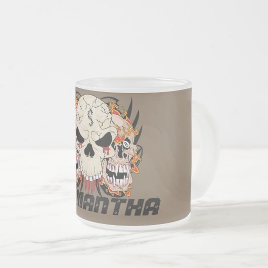 KAFFEE-Tassen-Schale des Tätowierungs-Schädel-acht Mattglastasse (VorderseiteRechts)