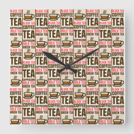 KAFFEE TEA PATTER, Acrylwand Quadratische Wanduhr