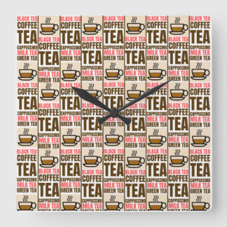 KAFFEE TEA PATTER, Acrylwand Quadratische Wanduhr