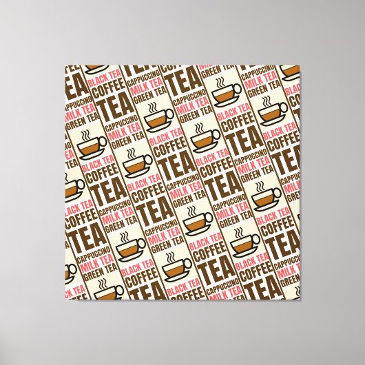 KAFFEE TEA PATTERN, gearbeitete Leinwand, Print Leinwanddruck (Vorderseite)