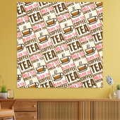 KAFFEE TEA PATTERN, gearbeitete Leinwand, Print Leinwanddruck (Insitu (Wohnzimmer))