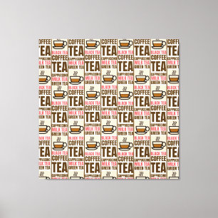 KAFFEE TEA PATTERN, gearbeitete Leinwand, Print Leinwanddruck