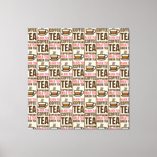 KAFFEE TEA PATTERN, gearbeitete Leinwand, Print Leinwanddruck