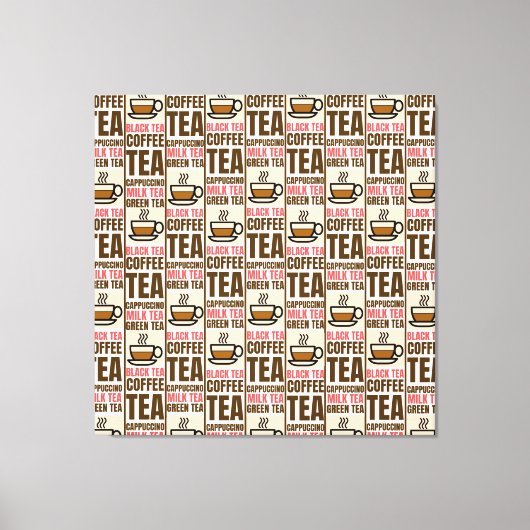 KAFFEE TEA PATTERN, gearbeitete Leinwand, Print Leinwanddruck (Vorderseite)