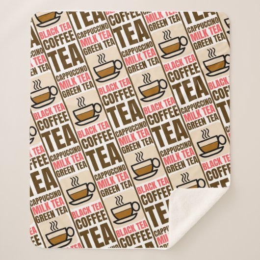 KAFFEE TEA PATTERN, Sherpa Blanket Sherpadecke (Vorderseite)