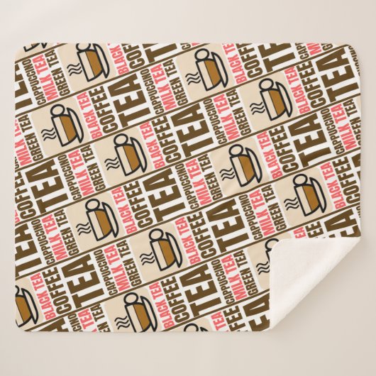 KAFFEE TEA PATTERN, Sherpa Blanket Sherpadecke (Vorderseite (Horizontal))