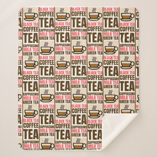 KAFFEE TEA PATTERN, Sherpa Blanket Sherpadecke (Vorderseite)