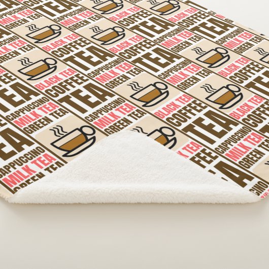 KAFFEE TEA PATTERN, Sherpa Blanket Sherpadecke (3/4)