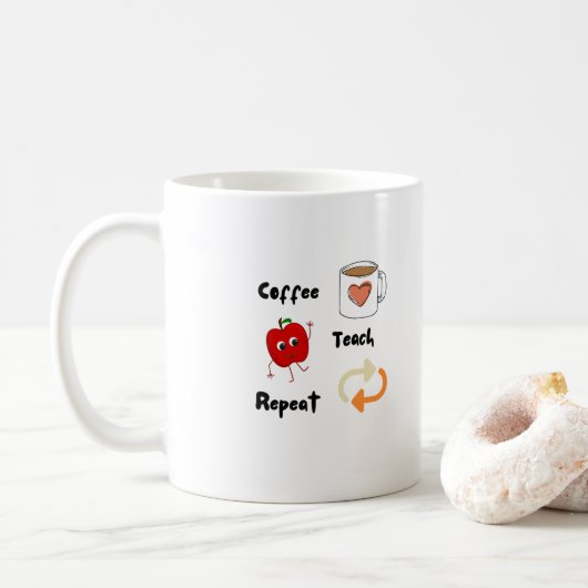 Kaffee, Teach, Wiederholung auf einem Kaffeetasse (Mit Donut)