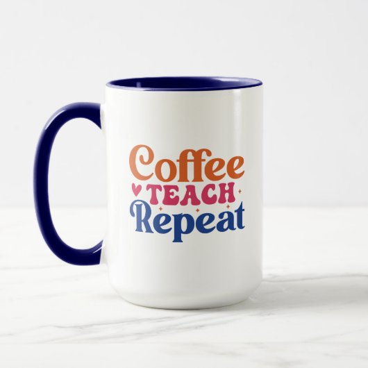 Kaffee Teach Wiederholung Wordart Tasse (Links)