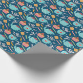 Kaffee Tee Biscuit Cupcake Teapot Blau Geschenkpapier (Ecke)