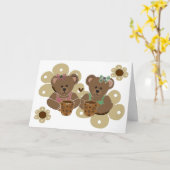 Kaffee, Tee Friends Teddy Bears Card Karte (Gelbe Blume)