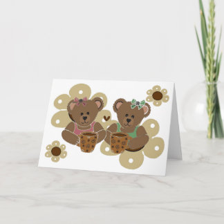 Kaffee, Tee Friends Teddy Bears Card Karte