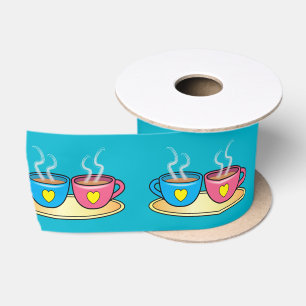 Kaffee, Tee oder Kakao mit Herzen 3 Zoll Satinband