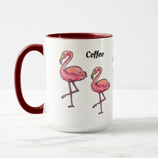 Kaffee Tee Pause rosa Flamingo Tasse (Links)