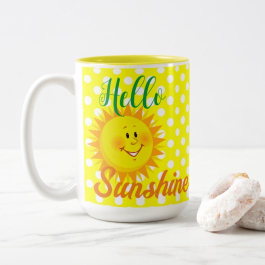 Kaffee Tee Tasse, Hallo Sunshine Sun Polk ein Punk Zweifarbige Tasse (Mit Donut)