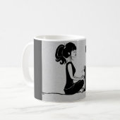 Kaffee Tee Tasse Kakao Meditat Yoga Girl Katze (Vorderseite Links)