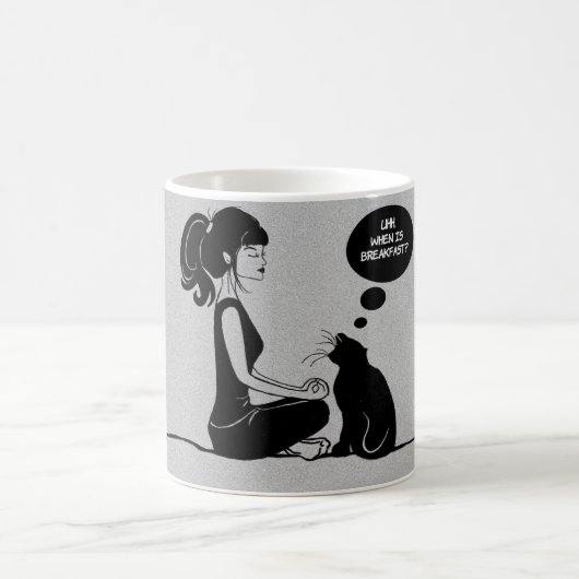 Kaffee Tee Tasse Kakao Meditat Yoga Girl Katze (Mittel)