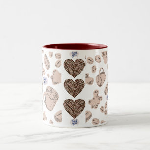 Kaffee, Tee-Tasse mit "Danke"-Nachricht Zweifarbige Tasse