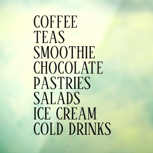 Kaffee, Tee und Salate Fenster Vinyl - Transparent Fensteraufkleber (Blatt 3)