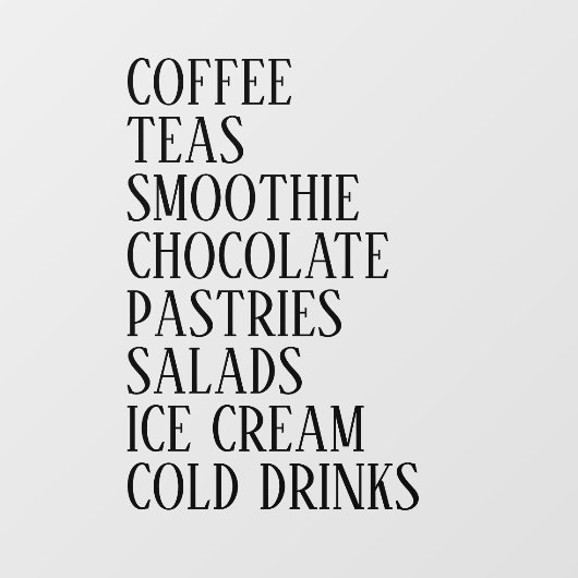 Kaffee, Tee und Salate Fenster Vinyl - Transparent Fensteraufkleber (Blatt)