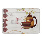 Kaffee Teekanne Herz Rustikaler Garten Elegant Badematte (Vorderseite)
