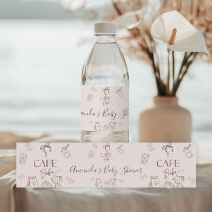 Kaffee-Thema Beige Cafe Bebe Brauende Babyparty Wasserflaschenetikett