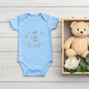 Kaffee Thema Blaues Band Cafe Bebe Boy Babyparty Baby Strampler