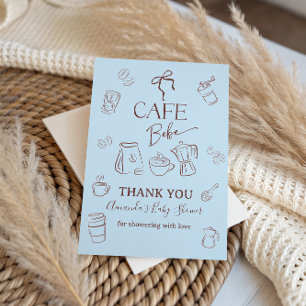 Kaffee Thema Blaues Band Cafe Bebe Boy Babyparty Dankeskarte