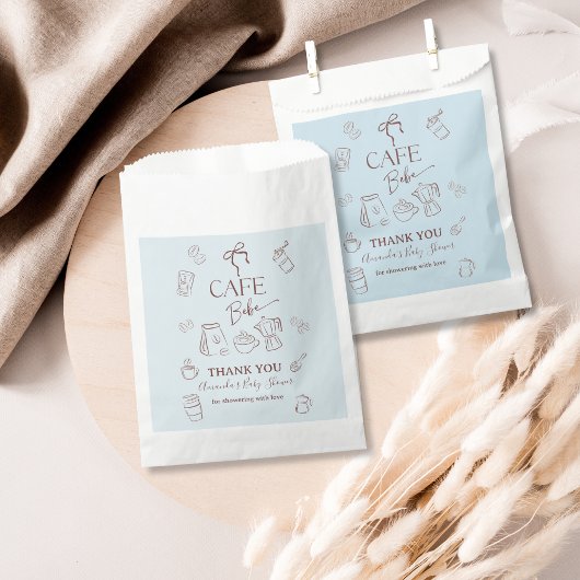 Kaffee-Thema Blaues Band Cafe Bebe Junge Baby-Part Geschenktütchen