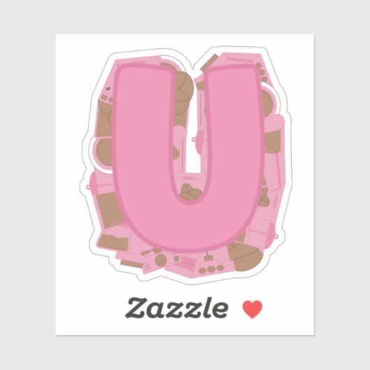 Kaffee Thema Buchstabe U Custom-Cut Vinyl Aufklebe Aufkleber (Blatt)