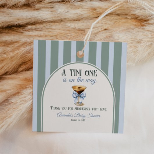 Kaffee Thema Espresso Martini Blue Bow Baby Dusche Geschenkanhänger