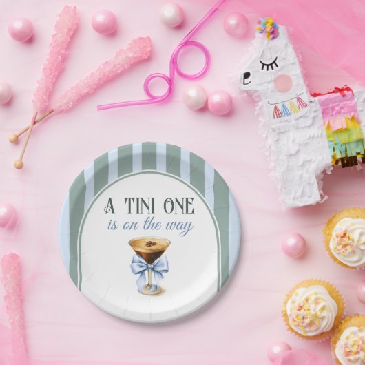 Kaffee Thema Espresso Martini Blue Bow Baby Dusche Pappteller (Party)