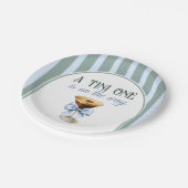 Kaffee Thema Espresso Martini Blue Bow Baby Dusche Pappteller (Schrägansicht)