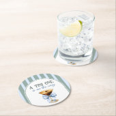 Kaffee Thema Espresso Martini Blue Bow Baby Dusche Runder Pappuntersetzer (Vor Ort)