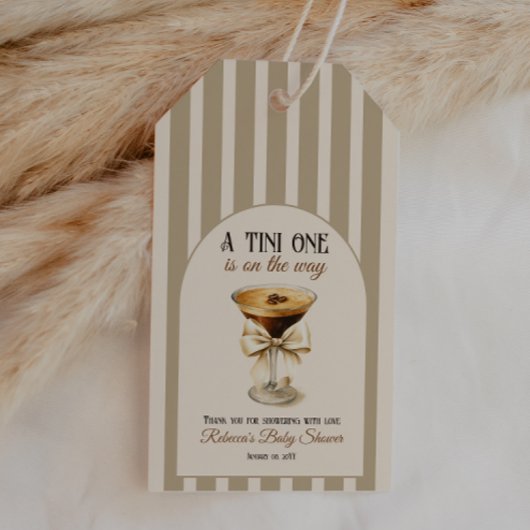 Kaffee Thema Espresso Martini Bow Baby Dusche Geschenkanhänger