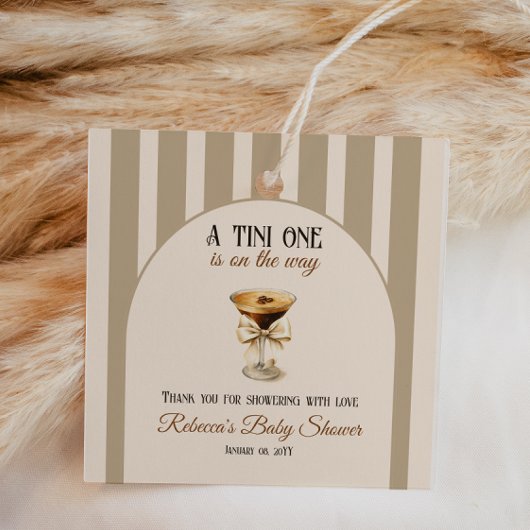 Kaffee Thema Espresso Martini Bow Baby Dusche Geschenkanhänger