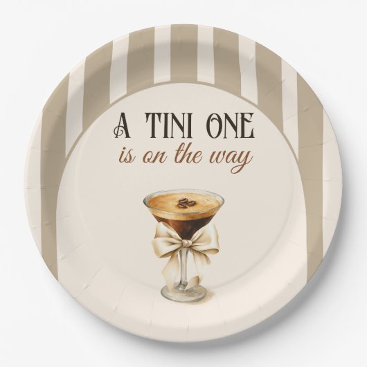 Kaffee Thema Espresso Martini Bow Baby Dusche Pappteller (Vorderseite)