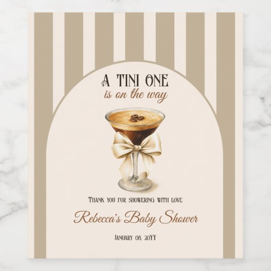 Kaffee Thema Espresso Martini Bow Baby Dusche Weinetikett (Einzelnes Label)
