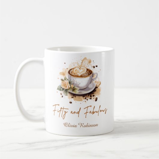 Kaffee-Thema Fünfzig und Fantastisch 50. Geburtsta Kaffeetasse (Links)