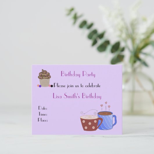 Kaffee Thema Geburtstagsparty Einladung (Stehend Vorderseite)