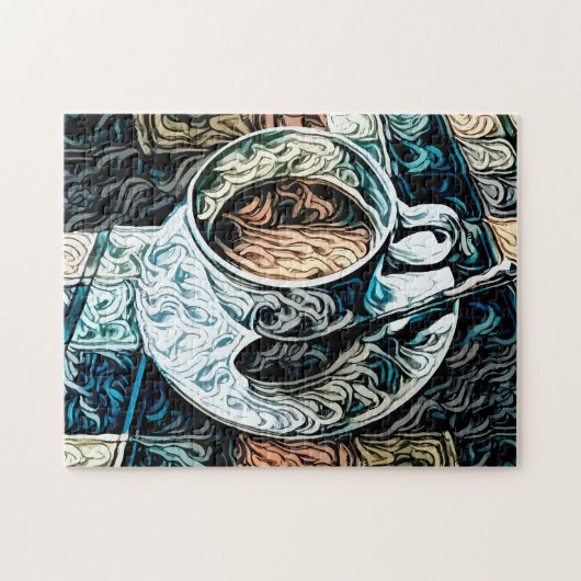 Kaffee Thema künstlerische Stillleben Malerei Puzzle (Horizontal)