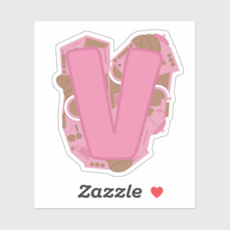 Kaffee Thema Letter V Custom Cut Vinyl Sticker