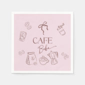 Kaffee-Thema Rosa Schleife Cafe Bebe Mädchen Baby- Serviette (Vorderseite)